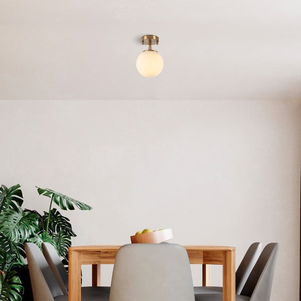 Bílé/v mosazné barvě stropní svítidlo se skleněným stínidlem ø 15 cm Atmaca – Opviq lights-image-1