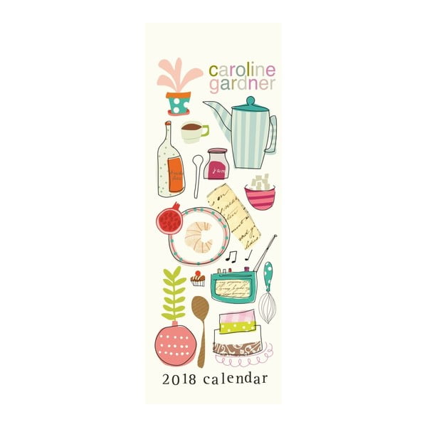 Úzký nástěnný kalendář pro rok 2018 Portico Designs Caroline Gardner All Around The Table