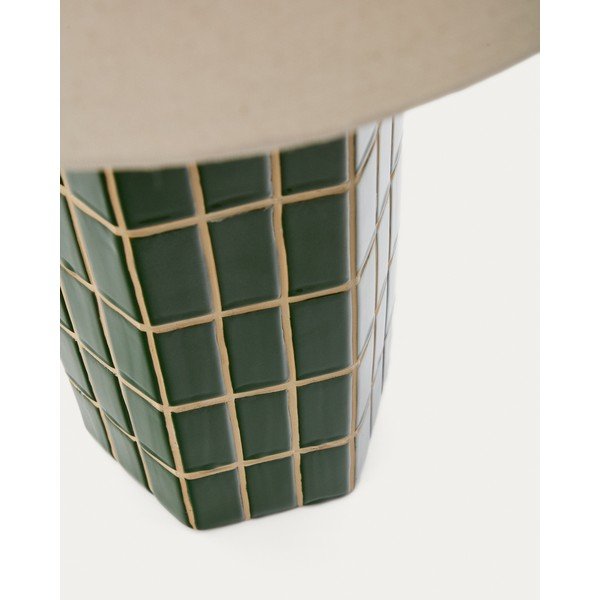 Zelená/krémová stolní lampa s textilním stínidlem (výška 61,5 cm) Rue – Kave Home-image-4
