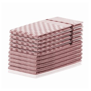 Sada 10 tmavě růžových bavlněných utěrek DecoKing Louie, 50 x 70 cm