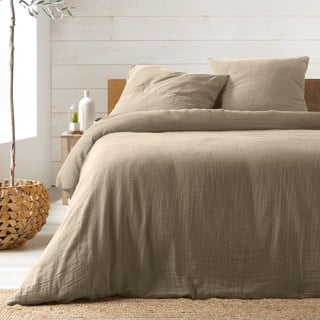 Béžové prodloužené mušelínové povlečení na dvoulůžko 240x260 cm Angelia – douceur d'intérieur