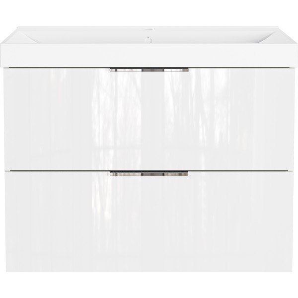Bílá lesklá závěsná skříňka pod umyvadlo 81x65 cm Celano – Germania-image-3