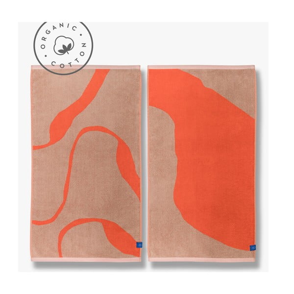Oranžové/světle hnědé ručníky v sadě 2 ks z Bio bavlny 50x90 cm Nova Arte – Mette Ditmer Denmark