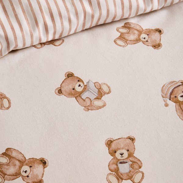 Krémové napínací flanelové dětské prostěradlo na jednolůžko 70x140 cm Brushed Teddy Bear – Catherine Lansfield-image-2