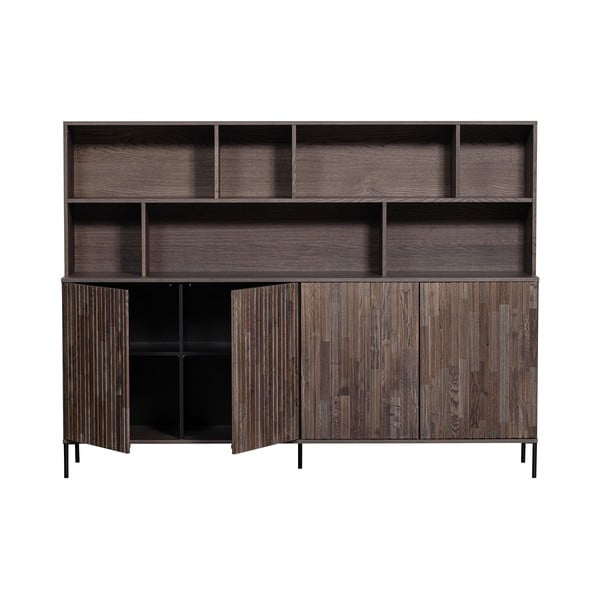 Hnědá knihovna v dekoru jasanu 200x150x44 cm Gravure – WOOOD-image-2