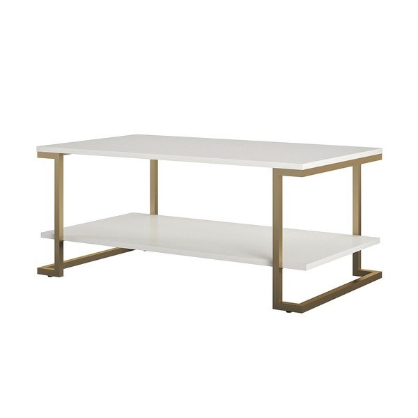 Konferenční stolek v bílo-zlaté barvě CosmoLiving by Cosmopolitan Camila, 106 x 45 cm-image-2