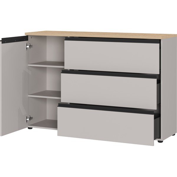 Šedobéžová/ve světle přírodní barvě komoda 135x91x41 cm Cormano – Germania-image-3