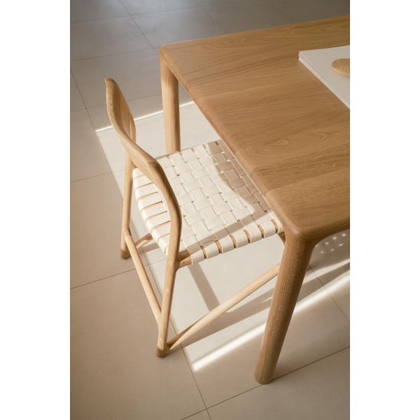 Jídelní židle z masivního dubového dřeva s bílým sedákem Gazzda Fawn-image-3