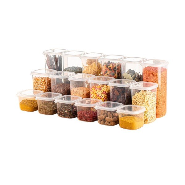 Plastové dózy v sadě 18 ks na potraviny Fresco – Hermia