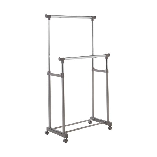 Kovový teleskopický/pojízdný stojan na oblečení ve stříbrné barvě – Premier Housewares-image-2