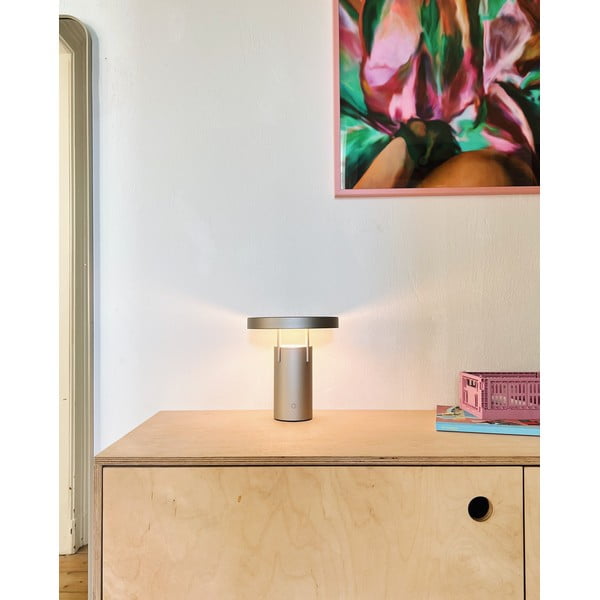 Světle šedá LED stmívatelná stolní lampa (výška 20 cm) BringMe – Hübsch-image-1