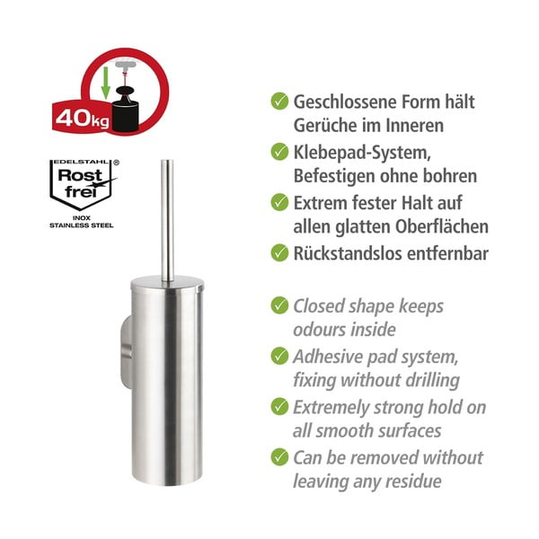 Samodržící WC štětka z nerezové oceli v matně stříbrné barvě Orea – Wenko-image-3