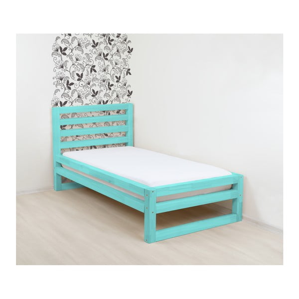Tyrkysově modrá dřevěná jednolůžková postel Benlemi DeLuxe, 190 x 80 cm