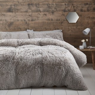Šedé prodloužené povlečení na dvoulůžko 230x220 cm Cuddly Deep Pile - Catherine Lansfield