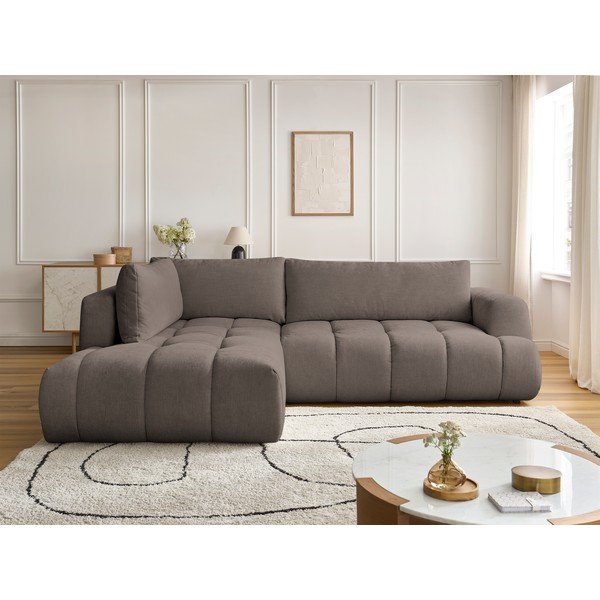Taupe rozkládací/s úložným prostorem rohová pohovka (levý roh/do L) Fuji – Bobochic Paris-image-1