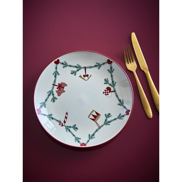 Krémový talíř s vánočním motivem z kameniny ø 25,5 cm Yule – Bloomingville-image-2