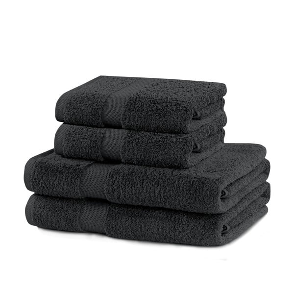 Tmavě šedé froté bavlněné ručníky a osušky v sadě 4 ks Marina – Restilo