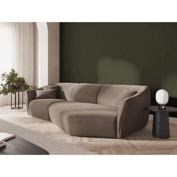 Hnědá sametová rohová pohovka Tokyo – Cosmopolitan Design-image-1