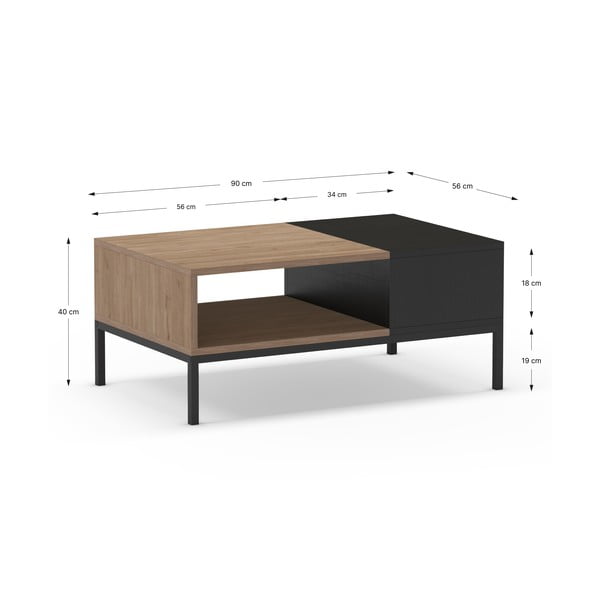 Konferenční stolek v černo-přírodní barvě 56x90 cm Cailin – Marckeric-image-4