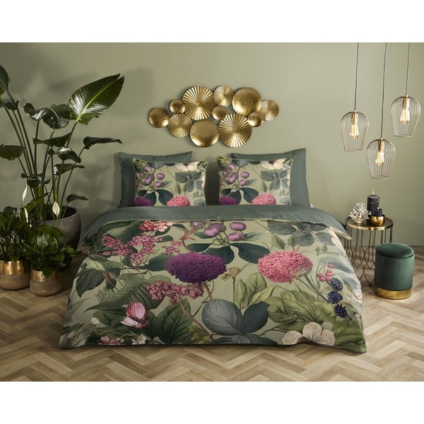 Khaki povlečení na jednolůžko/prodloužené z bavlněného saténu 140x220 cm Onaz – Descanso-image-1