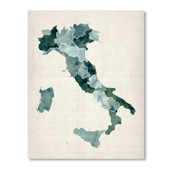 Plakát s mapou Itálie Americanflat Sea, 60 x 42 cm