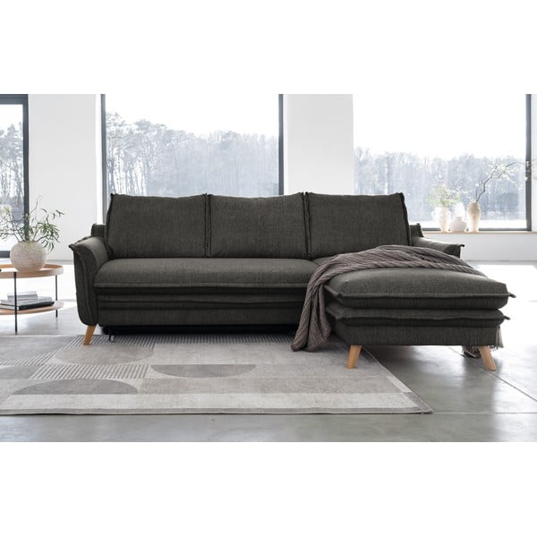 Tmavě šedá rozkládací rohová pohovka (pravý roh) Charming Charlie – Miuform-image-1