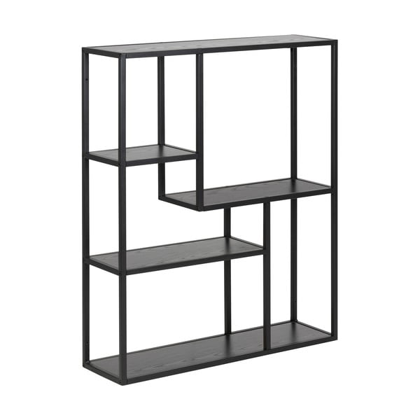 Černá nástěnná knihovna v dekoru jasanu 75x91 cm Seaford – Actona-image-2