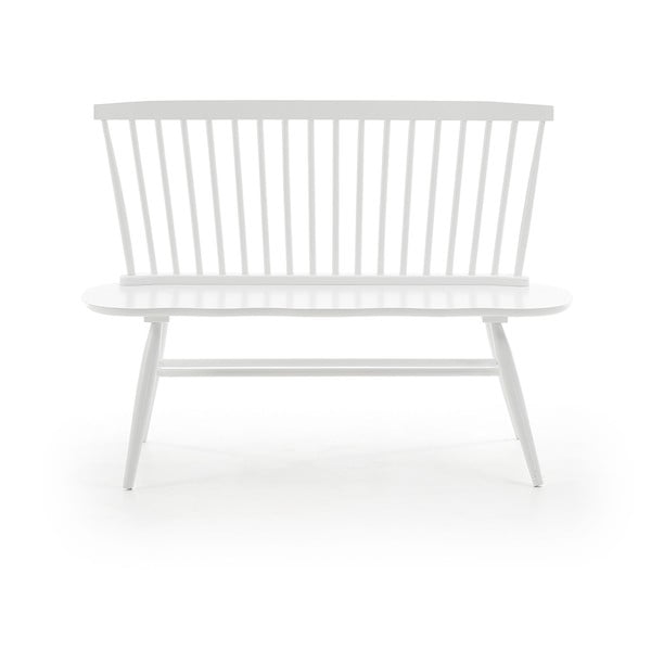 Bílá sedací lavice z kaučukového dřeva Kave Home Slover, 120 x 53 cm-image-2
