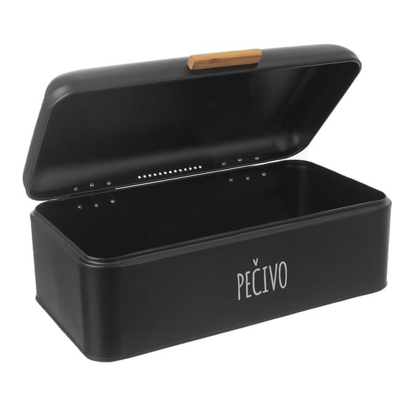 Černá plechová dóza na pečivo s bambusovým madlem Orion-image-3