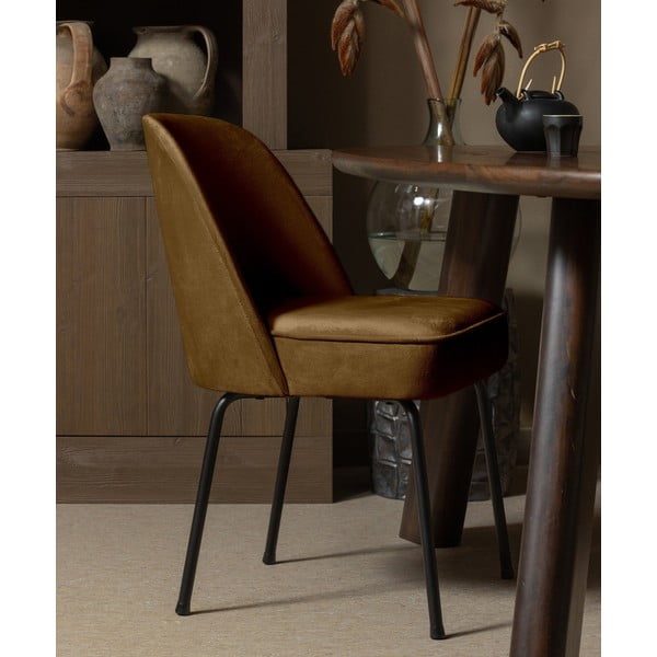 Sametové jídelní židle v sadě 2 ks v hořčicové barvě Vogue – WOOOD-image-1