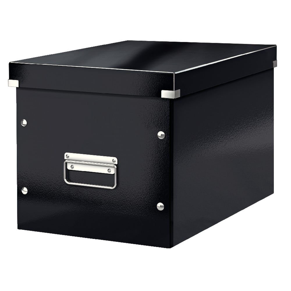 Černý kartonový úložný box s víkem Click&Store - Leitz