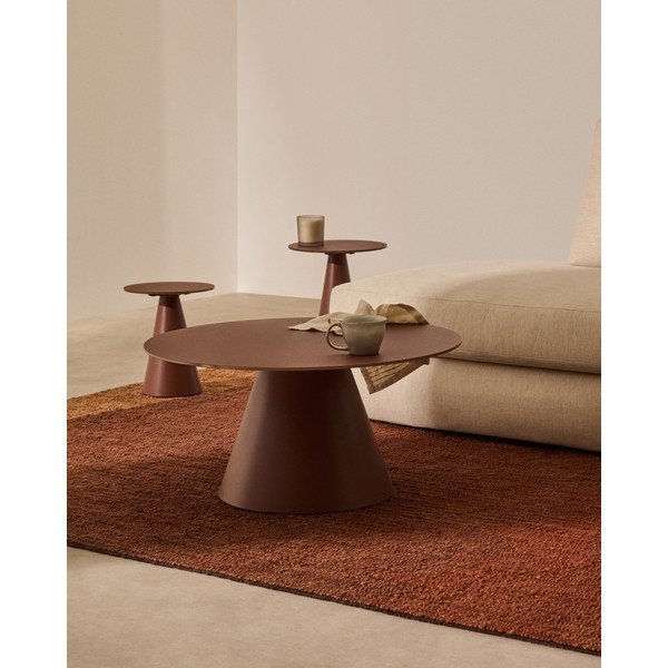 Kulatý konferenční stolek se skleněnou deskou v terakotové barvě ø 80 cm Wilshire – Kave Home-image-1