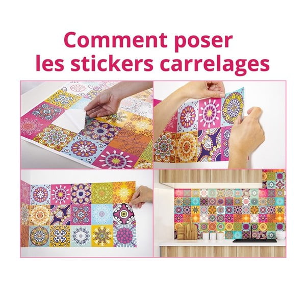 Sada 60 dekorativních samolepek na zeď Ambiance Fernando, 15 x 15 cm-image-3