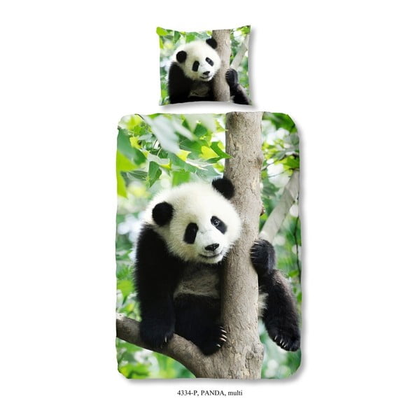 Dětské povlečení na jednolůžko z čisté bavlny s motivem pandy Good Morning , 140 x 200 cm