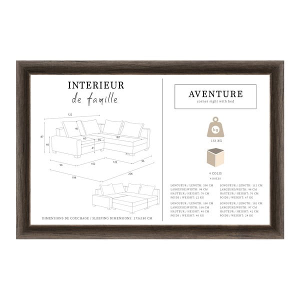 Černá rohová pohovka s lůžkem na pravé straně INTERIEUR DE FAMILLE PARIS Aventure-image-2