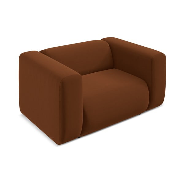 Oranžové/hnědé sametové křeslo Ekahi – Makamii-image-3