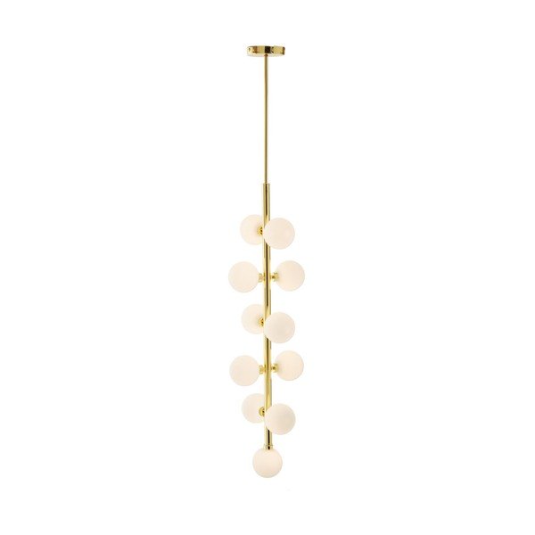Bílé/ve zlaté barvě kovové závěsné svítidlo se skleněným stínidlem ø 27 cm Trieste – Premier Housewares-image-4