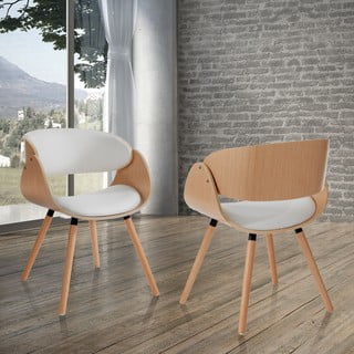 Jídelní židle z imitace kůže v bílo-přírodní barvě Visby Evo – Tomasucci