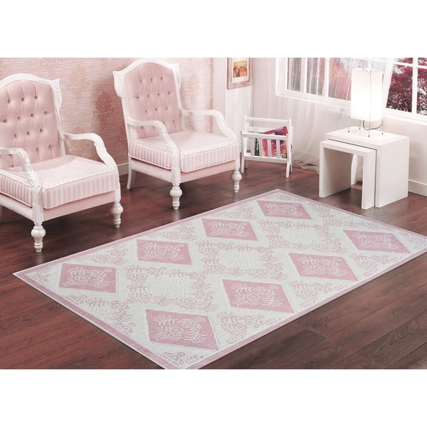 Pudrově růžový odolný koberec Vitaus Baklava, 80 x 150 cm
