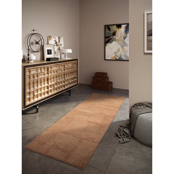 Hnědý ručně tkaný vlněný běhoun 80x250 cm Alexis – Villeroy&Boch-image-1