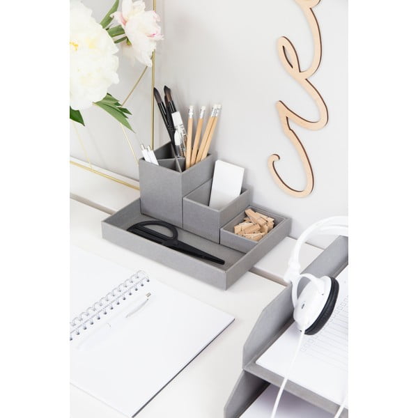 Šedý 4dílný stolní organizér na psací pomůcky Bigso Box of Sweden Lena-image-1