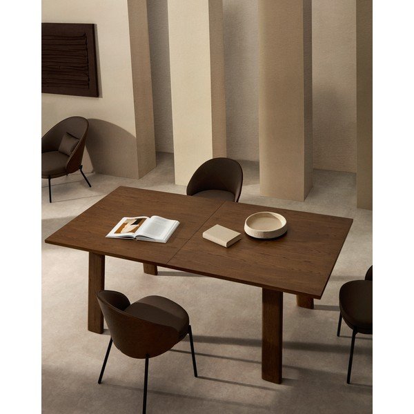 Rozkládací jídelní stůl s přídavnou deskou s deskou v dekoru ořechového dřeva 95x200 cm Arlen – Kave Home-image-1