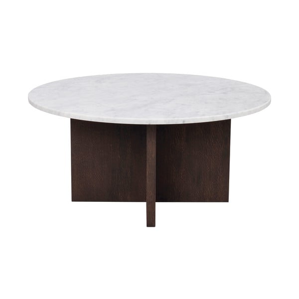 Bílo-hnědý mramorový kulatý konferenční stolek 90x90 cm Brooksville - Rowico