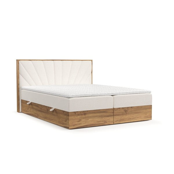 Boxspring postel s úložným prostorem v krémovo-přírodní barvě 160x200 cm Asahi – Maison de Rêve