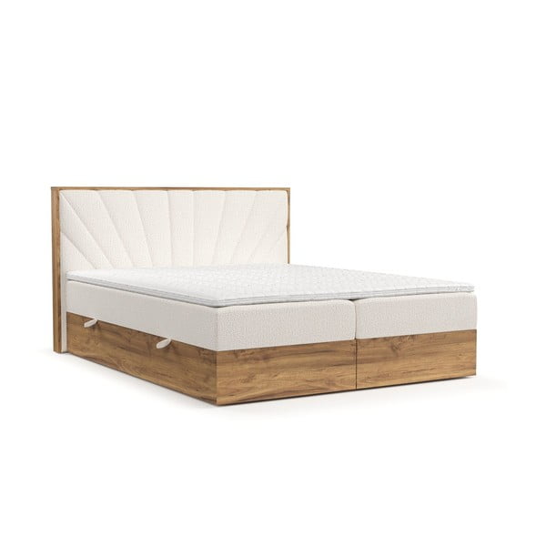 Boxspring postel s úložným prostorem v krémovo-přírodní barvě 140x200 cm Asahi – Maison de Rêve