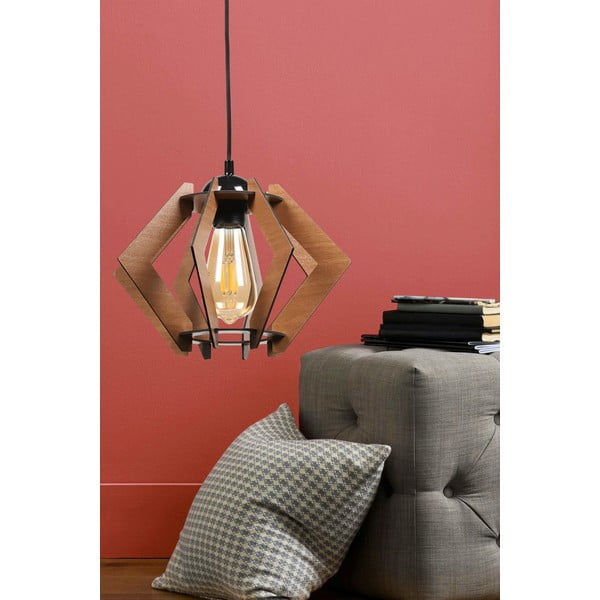 Černé stropní svítidlo s dřevěným stínidlem – Squid Lighting-image-1