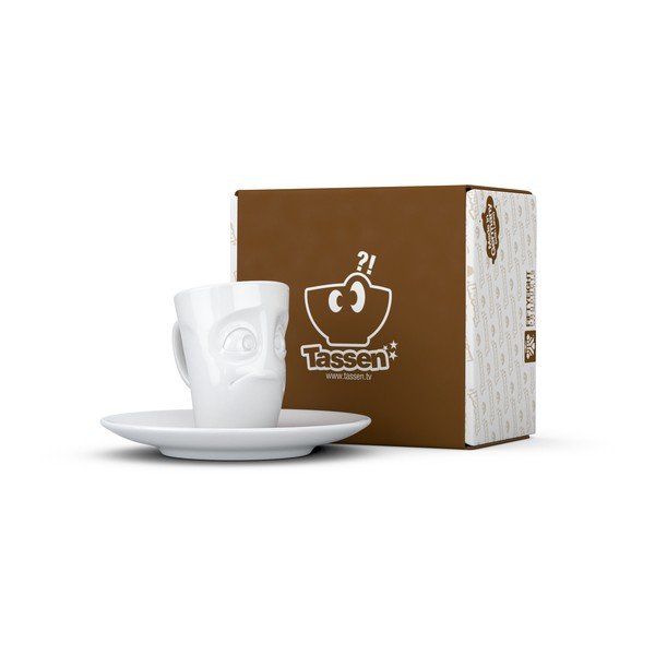 Bílý zklamaný porcelánový šálek na espresso s podšálkem 58products, objem 80 ml-image-3