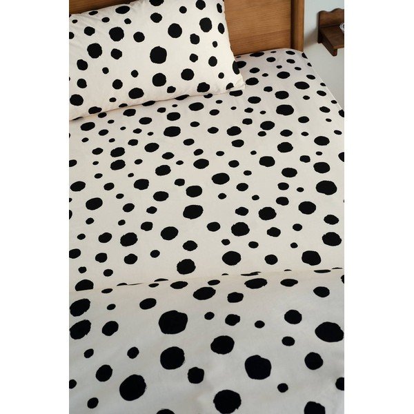 Černé/béžové napínací bavlněné prostěradlo 90x200 cm Rigmor – Jotex-image-1