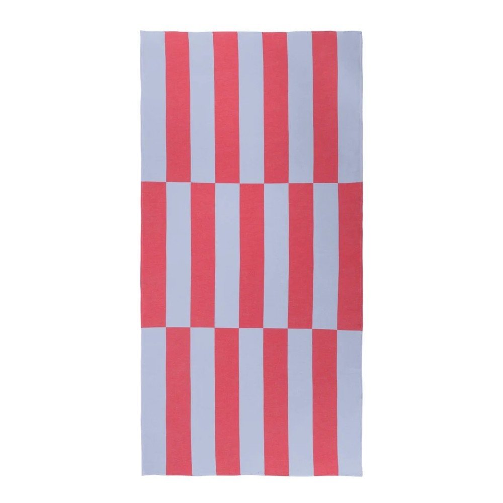 Červená/světle modrá bavlněná plážová osuška 100x160 cm Su – noo.ma