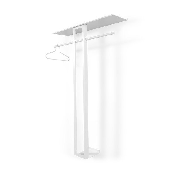 Bílý ocelový nástěnný věšák s poličkou 100 cm Luno Large – Spinder Design